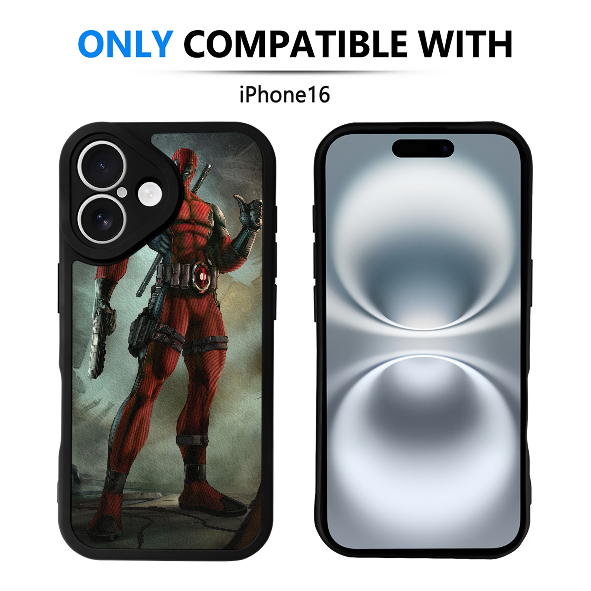 （画像用） Deadpool デッドプール 【iPhone 16シリーズ対応】シリコンスマホケース（レザー調） 材質：シリコン